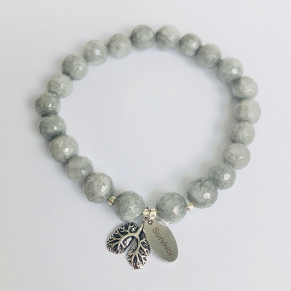 Ashley Jane Milan Jewelry - GEMSTONE | Gray Jade Lung Survivor Beaded Bracelet